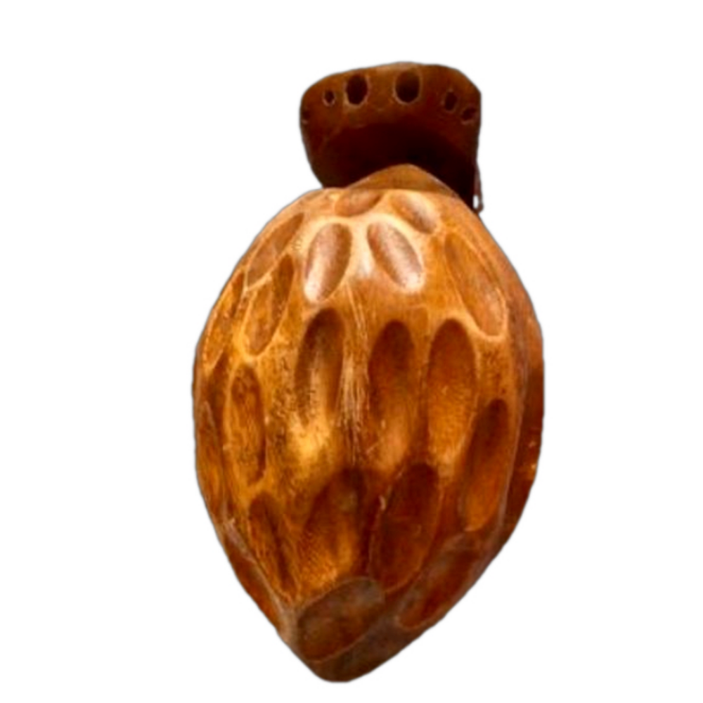 Vintage Hand Carved Monkey Pod Wood Walnut Shaped Nut Bowl Cracker MCM